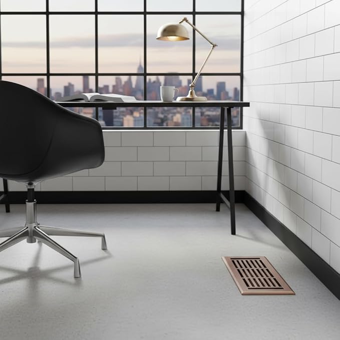 EMPIRE REGISTER CO Linear Design, Heavy Duty Floor Vent Covers, Metal Damper Attached. Vent Covers for Floor only. (Floor, Antique Copper, 4 x 10 inch (Pack of 1))