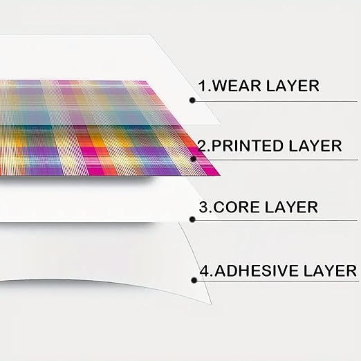 Nuxovilar Peel and Stick Vinyl Floor Tiles - 12x12 Inch Colorful Plaid Pattern, 10 Pcs Self-Adhesive Flooring for Easy Installation