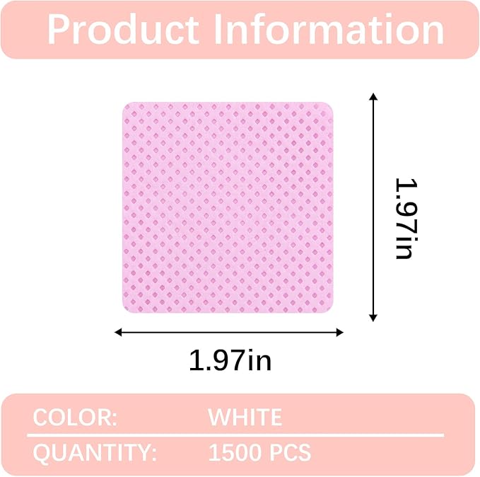 1500Pcs Lint Free Nail Wipes, Pink No Lint Nail Wipes for Gel Nails Lint Free Polish Remover Wipe Eyelash Extensions Glue Nails Cleaning Pads Supplies