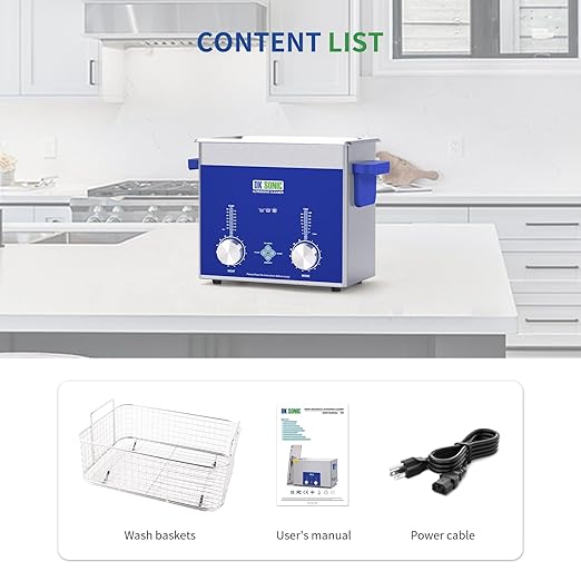 DK SONIC Industrial Ultrasonic Cleaner 3L,120W Commercial Ultrasonic Jewelry Cleaner with Encoded Timer, Heater& Basket, Multi-Application for Jewelry, Glasses, Chains, Watches