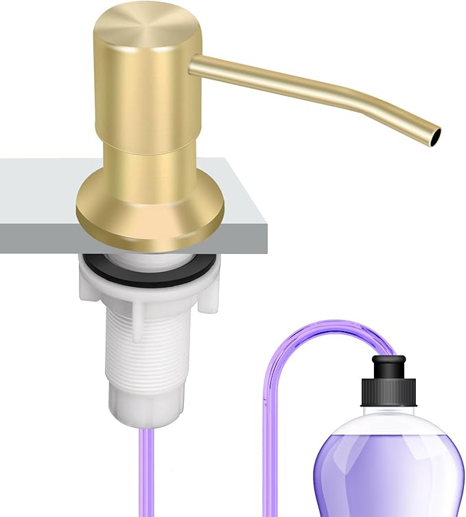 Soap Dispenser Kitchen Sink, Sink Soap Dispenser, 47" Extension Tube kit, Dish Soap Dispenser Pump, No Need More Refills (Gold)