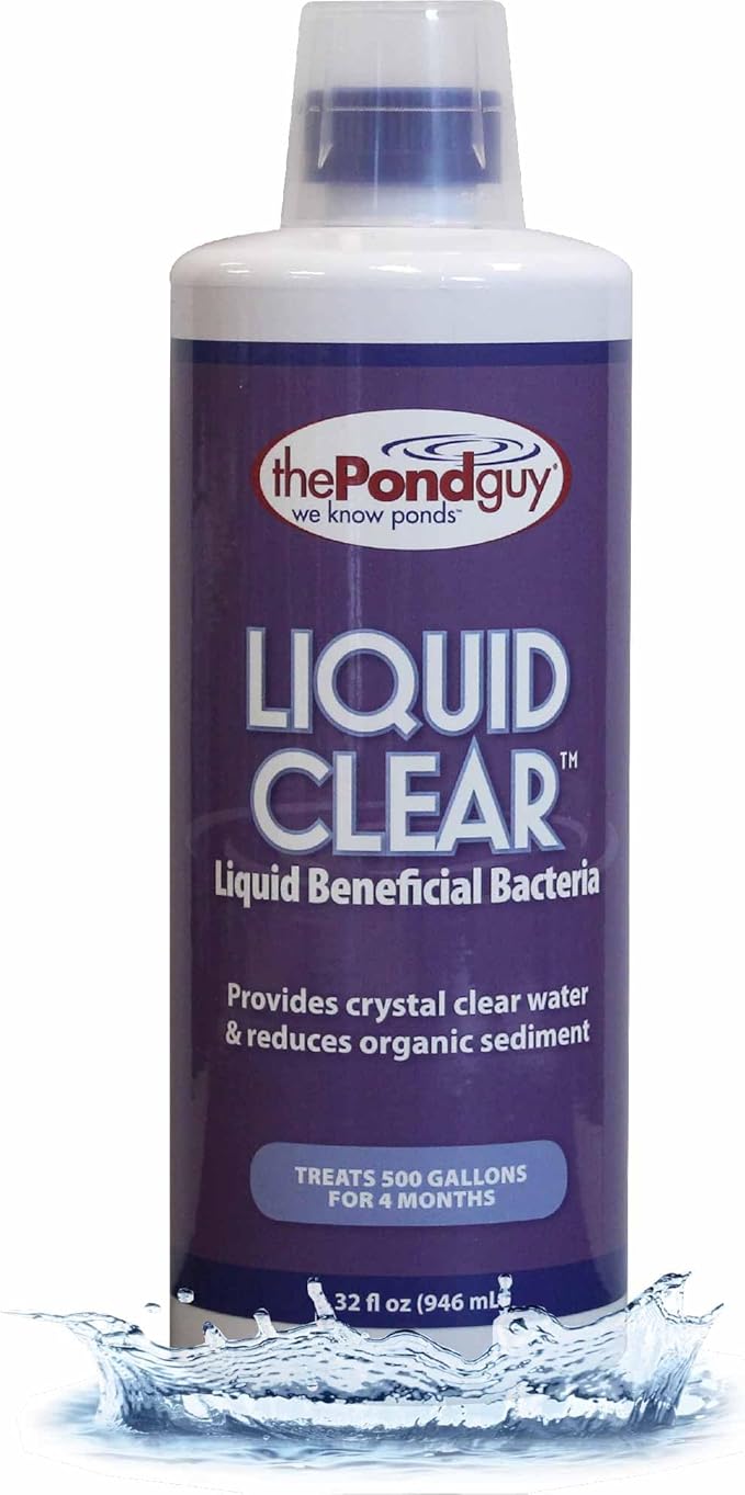 The Pond Guy LiquidClear Beneficial Bacteria Pond Cleaner for Outdoor Water Gardens & Small Ponds, Cloudy Water Reducer, Fish & Plant Safe, 32 Ounce