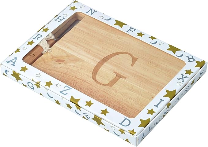 Miicol Wood Charcuterie Board, Monogram Cheese Board 10 Inch, Personalized Initial Cutting Board with Spreader, Unique Housewarming Gift, Ideal for Kitchen, Home, Letter G