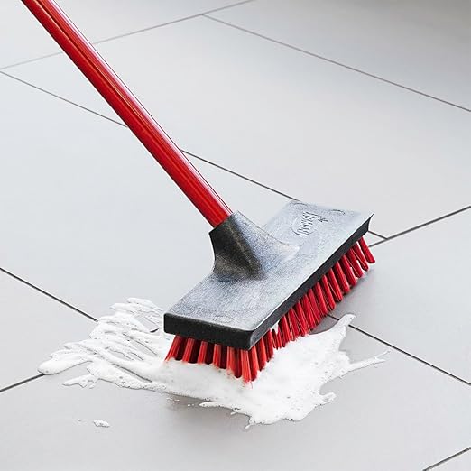 Libman Commercial 547 Floor Scrub, Steel Handle, 10.5" Wide, Red and Black (Pack of 6)