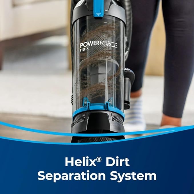 BIISSELL Lightweight Upright Vacuum with Helix System, 13‑Inch Path, Extension Wand & On‑Board Tools for Deep Carpet & Hard Floors (Blue)