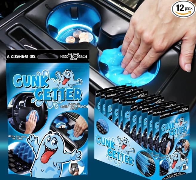 Cleaning Gel for Those Hard to Reach Places, Automotive Cup Holder Electronic Keyboard Office, Slime Gel Cleaner Dust Crumb Removal (Blueberry, 12 Pack)