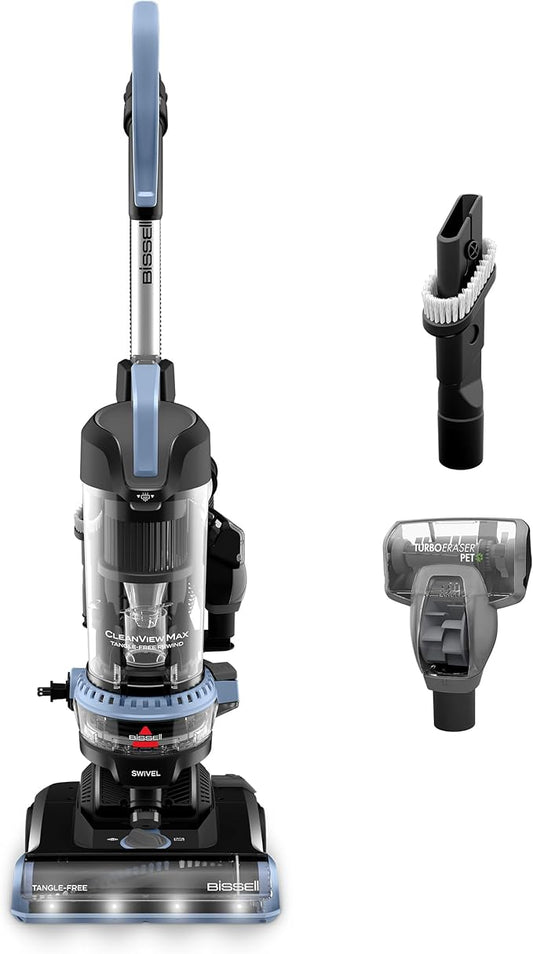 Bissell CleanView Max Tangle-Free Rewind with LED Headlights, Tangle-Free Brush Roll, Automatic Cord Rewind, Included pet Tools, 4073L