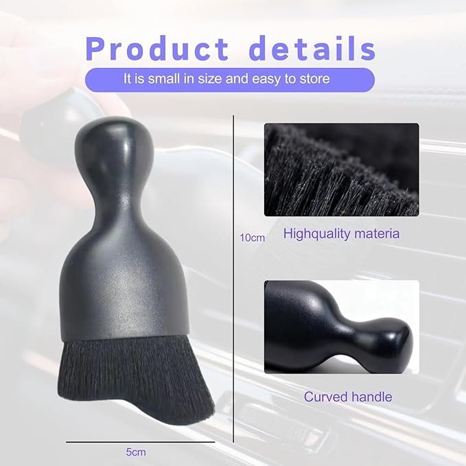 Bestac Car Interior Detailing Brush - Soft Bristle Auto Cleaning Tool for Dashboard, Dusting & Interior Surfaces