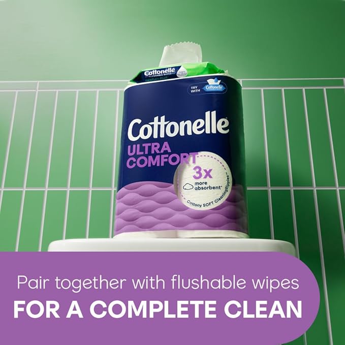 Cottonelle Ultra Comfort Toilet Paper with Cushiony CleaningRipples Texture, 32 Family Mega Rolls = 144 Regular Rolls (8 Packs of 4)