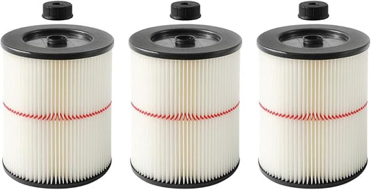 Nispira 9-17816 17816 Red Stripe Replacement HEPA Filter for Craftsman Craftsman Shop Vac Wet/Dry Vacuum 5/6/8/12/16/32 Gallon Larger, 3 Pack