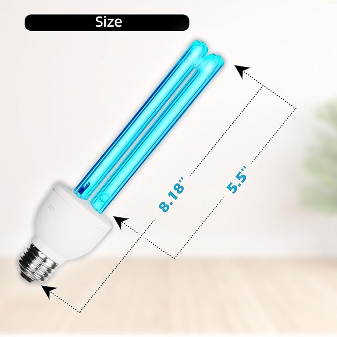 25 Watts UVC Light Bulb Ozone Free, UV Light for Bedroom/Bathroom/Closet/Kitchen, 253.7nm Wavelength Covers up to 400sq.ft, E26 110V CTUV-25