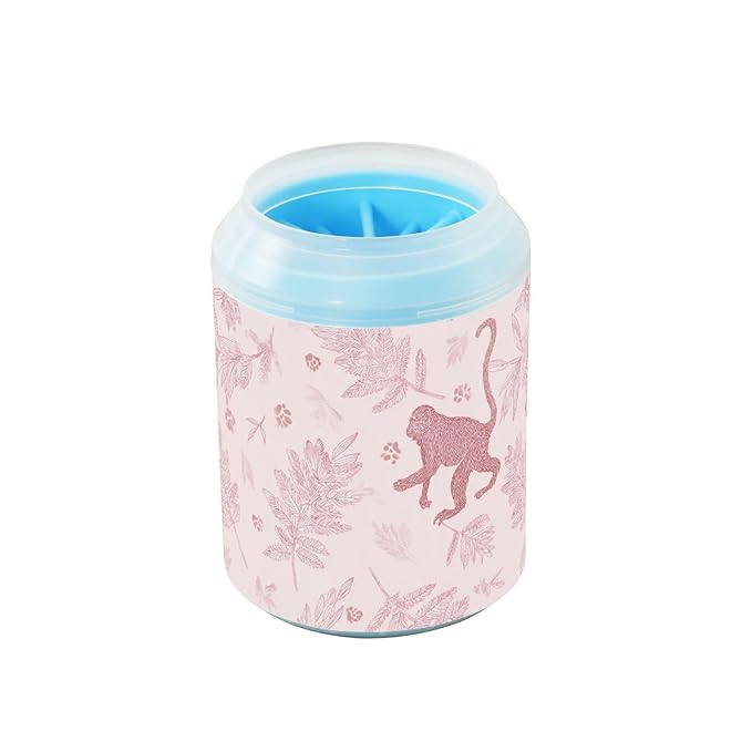 Dog Paw Cleaner Cups for Dogs Pet Foot Washer Paw Scrubber for Medium Small Large Dogs Cats Cleaning Cup Pink Monkeys Plant Leaves