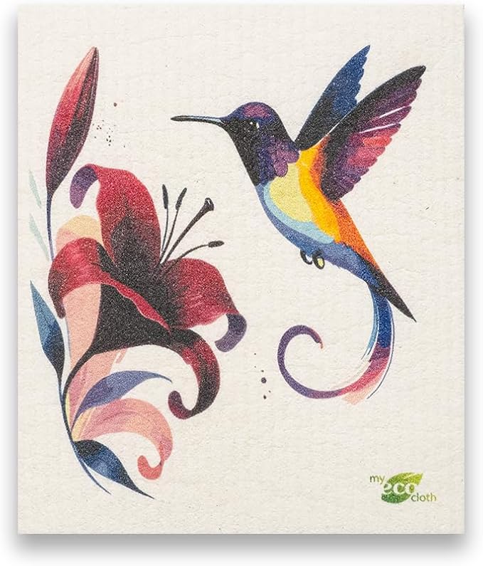 SWEDEdishcloths - Cellulose Sponge Dish Towels - Mixed Set of 6 (One of Each Design) Humingbirds Swedish Dish Cloths