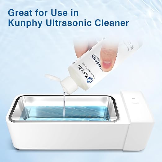 kunphy Sonic Jewelry Cleaner - Effective Solution for Cleaning Gold, Silver, Platinum, Diamonds, and Eyeglasses Watch, 8.5 oz (2 packs)