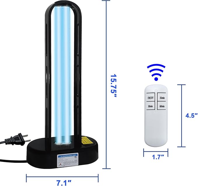 BAIMNOCM UV-C Lamp for Dust Mite 38 Watt 2 Pack, UVC Germicidal Lamp with Remote Control, UV Disinfection Light Bulb, Ultraviolet Light for Room Basement/Bedroom/Kitchen