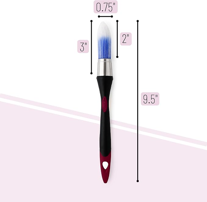 Bates- Trim Paint Brush, 0.75 Inch, Ergonomic Non-Slip Handle, Synthetic Bristles, Trim Brushes for Painting, Black & Dusty Rose