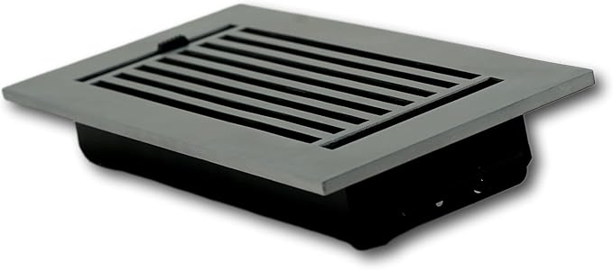 Madelyn Carter 4 x 10 Cast Aluminum Linear Bar Vent Cover with Damper - Brushed Satin (Overall: 5.75 x 11.75) | Floor Register - Wall Register