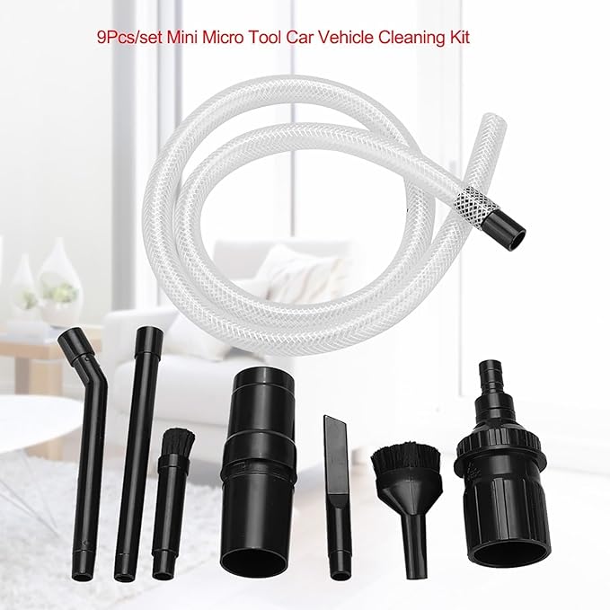 Mini Micro Vacuum Cleaner Attachment Tool Kit, 9 PCS Set Vacuum Attachments for Small Spaces, Micro Vacuum Cleaner Attachments Car Vehicle Cleaning Kit Keyboard Crevice Cleaning Tool