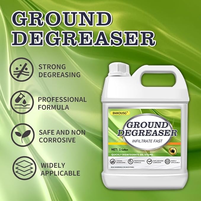 Heavy Duty Degreaser for Concrete & Garage Floors – Fast-Acting Oil Stain Remover for Driveways, Auto Shops, Kitchens | Industrial Strength, Safe on Tile, Stone, Cement | 1 Gallon