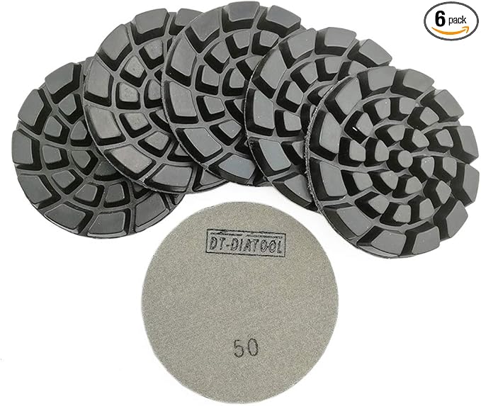 DT-DIATOOL Diamond Floor Polishing Pads Resin Bond Terrazzo Floor Diameter 4 Inch Grit 50 Pack of 6