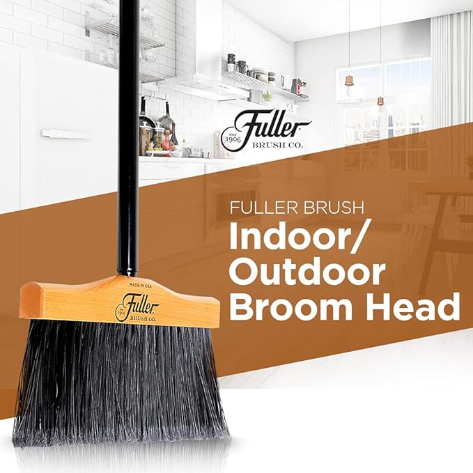 Fuller Brush 10-Inch Upright Maple Wood Broom Head – Indoor and Outdoor Cleaning Head for Hard Surfaces Including Tile, Concrete, Garage Floors, Workshops, Basements, and Commercial Spaces