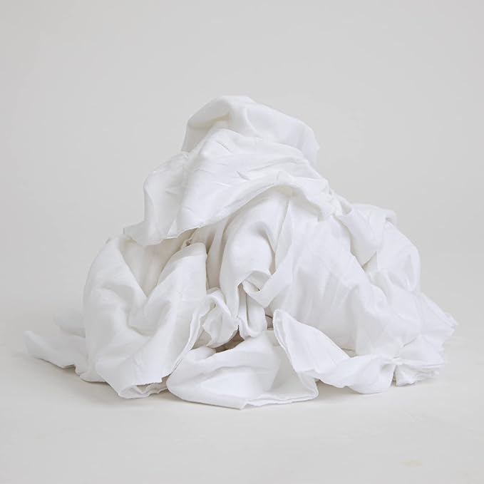Arkwright W43 Cotton Tshirt Rags - 5 lb Bag - Soft Lint Free Cloths for Cleaning, Streak & Scratch-Free, Professional Grade Wiping Towels for Polishing, Painting, and Staining, White