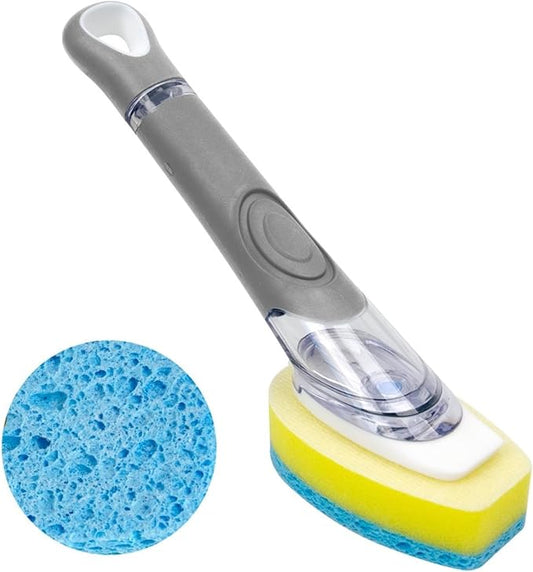 CELOX Kitchen Soap Dispensing Dishwand, Dish Sponge with Handle