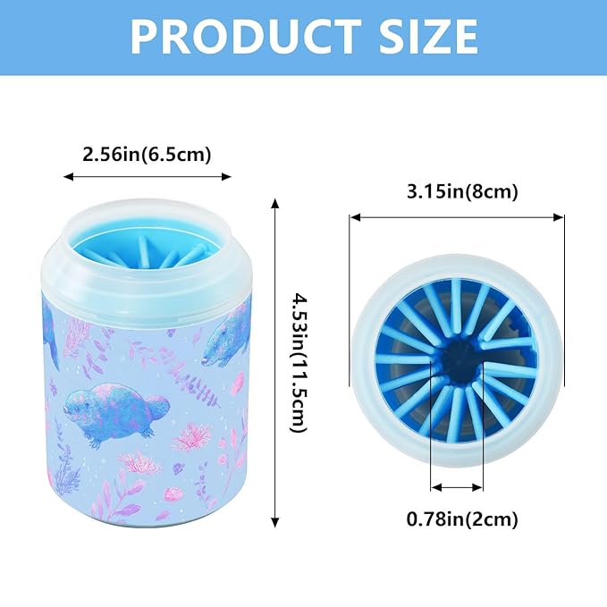 Dog Paw Cleaner Cups for Dogs Pet Foot Washer Paw Scrubber for Small Medium Large Dogs Cats Cleaning Cup Blue Platypus Pink Plants