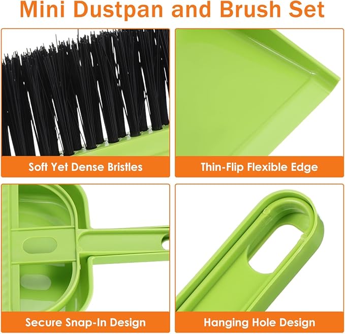 Healifty 12 Sets Dustpan Hand Broom and Shovel Small Broom and Dustpan Set for Desk Keyboard Pet - Portable Desktop Sweep Tools