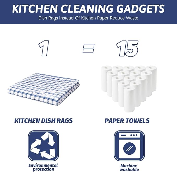 Nialnant 12 Pack Dish Rags for Washing Dishes,100% Cotton Soft Absorbent Quick Drying Dish Cloths for Kitchen,Cleaning Rags-11 x 11In