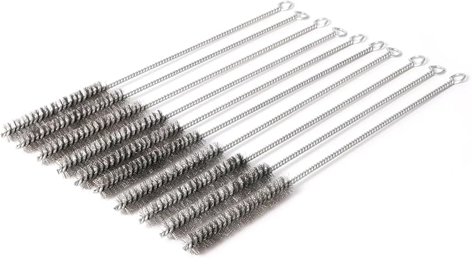12 Inch Pipe Cleaning Brush Set with Stainless Steel Bristles, Steel Wire Tube Brush Kit for Auto Parts Polishing, Machining, Bottles, Tubes, Etc.（15mm-10pcs）