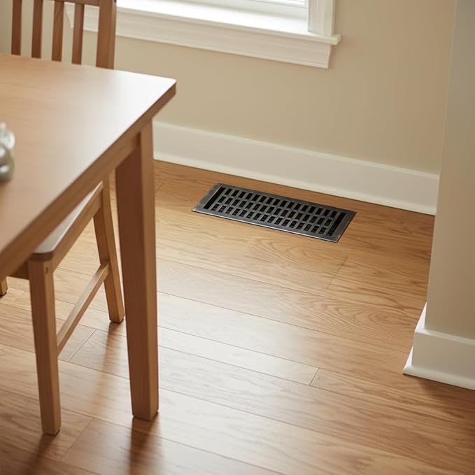 Empire Register Co, Vent Cover - 4x12 inch, Modern Contemporary Design, Oil Rubbed Bronze Finish, Heavy Duty Floor Vent Covers, Metal Damper Attached Vent Covers for Home Floor only