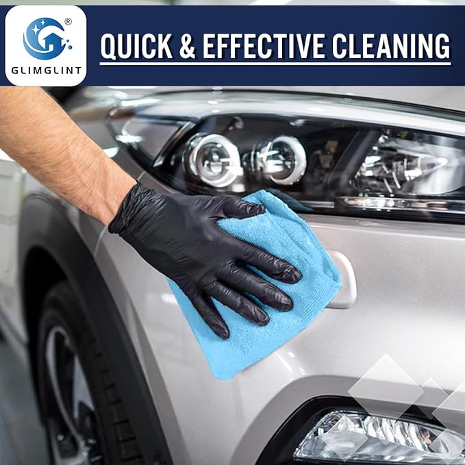 GLIMGLINT Blue Microfiber Cleaning Cloth,150PK Reusable Cleaning Rags,Highly Absorbent Shop Rags Bulk,All-Purpose Car Cleaning Towels for TV Screen,Kitchen,Bathroom,Restaurant,Garage, 14"X12"
