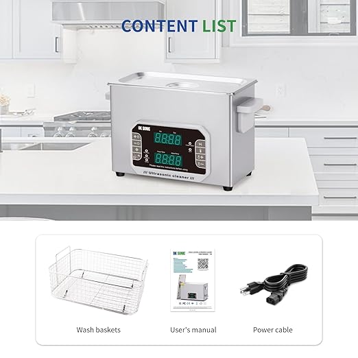 DK SONIC Professional Ultrasonic Cleaner 4L,120W Precision Ultrasonic Jewelry Cleaner with Timer,Heater&Touch Control, Multi-Application for Glasses,Chains,Watches (Include Basket)