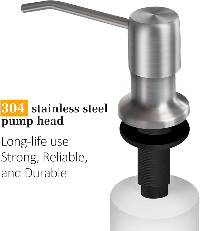 Soap Dispenser for Kitchen Sink, Built in Sink Soap Dispenser Lotion Dispenser with 17 OZ Bottle, Refill from The Top Bar Sink Soap Dispenser, Brushed Nickel (2 Pack)