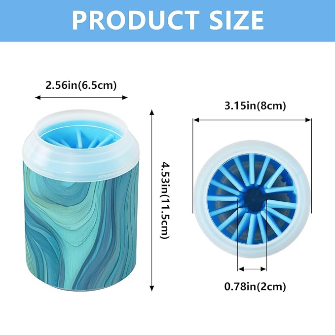 Dog Paw Cleaner Cups for Dogs Pets Foot Washer Paw Scrubber for Medium Small Dogs Cats Cleaning Cup Liquid Seal Pattern Blue