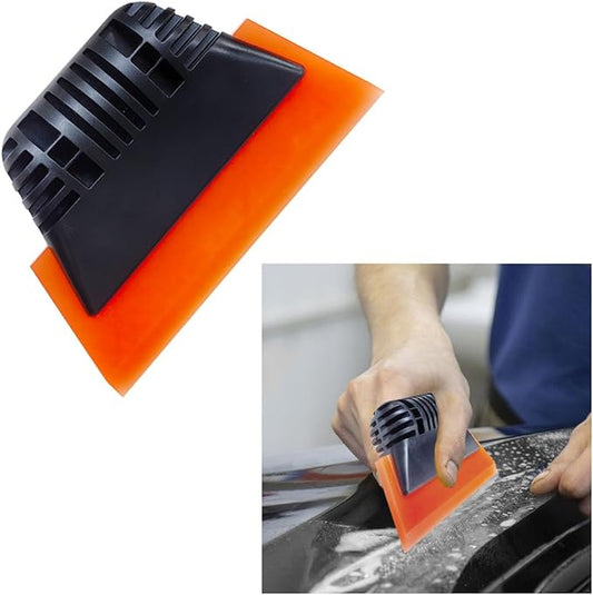 Small Squeegee, PPF Window Tint Squeegee, Rubber Non-Slip Handle Tint Squeegee, Multifunctional Wrap Scraper for Window Cleaning, Shower Glass Door, Car Windshield (Orange)