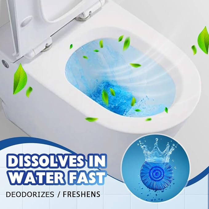 Automatic Toilet Bowl Cleaner Tablets, Blue Toilet Bowl Tablets Drop in Tank, Long Lasting Tank Cleaner for Bathroom, Convenient Blue Deodorizer, Easy Flush Cleaner Tablets for Toilet（20）