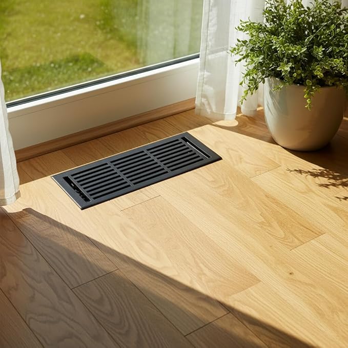EMPIRE REGISTER CO Linear Design, Heavy Duty Floor Vent Covers, Metal Damper Attached. Vent Covers for Floor only. (Floor, Textured Black, 4 x 12 inch (Pack of 1))