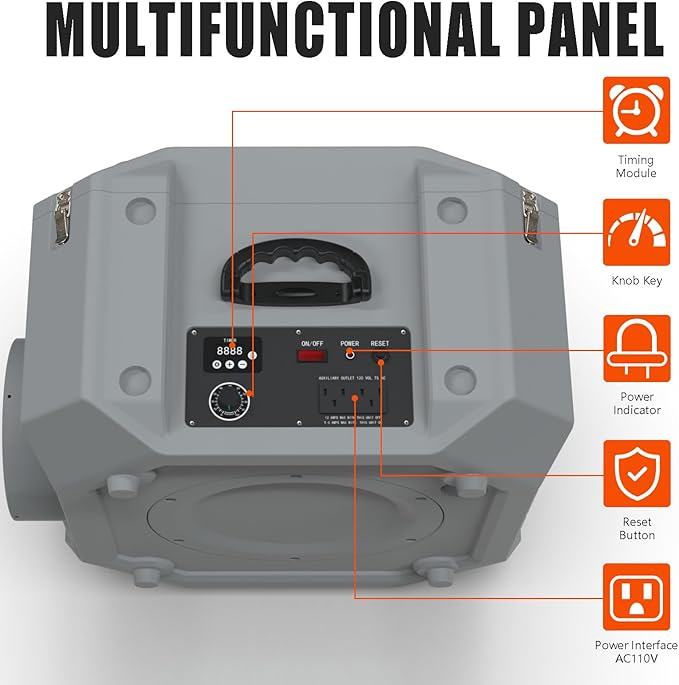 Air Scrubber,Air Purifier with 3 Stage Filtration, Stackable Negative Air Machine for Industrial and Commercial Use, Heavy Duty Air Cleaner with HEPA/Activated Carbon Filter