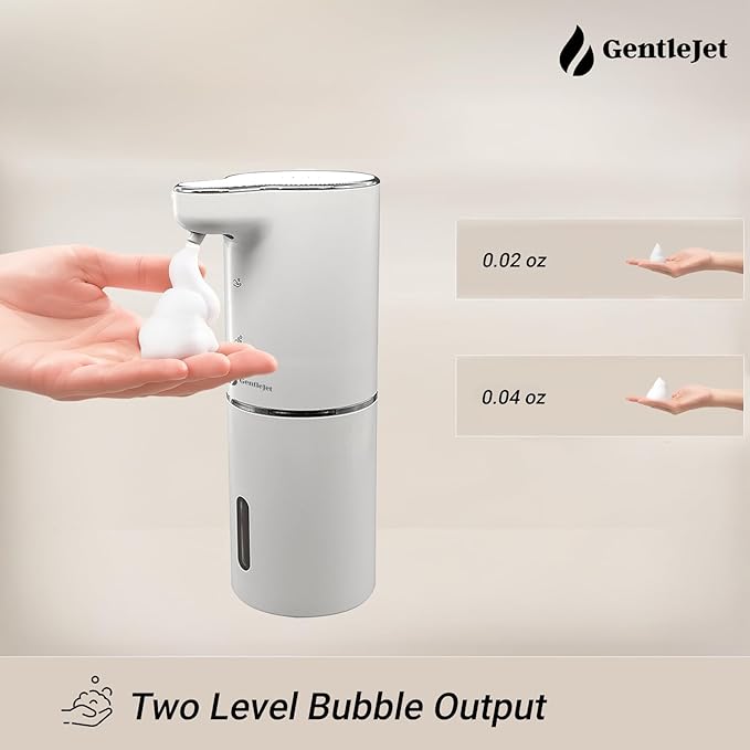 JetFoam Automatic Foam Soap Dispenser - Touchless Electric Soap Dispenser, USB-C Rechargeable, Adjustable Foam Levels, 10 oz Countertop Hands-Free Soap Pump for Bathroom & Kitchen
