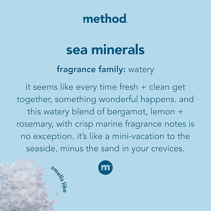 Method Gel Dish Soap,Sea Minerals Scent,Tough on Grease & Stuck-on Food,Cruelty Free Formula,Made with Recycled Plastic,18 Fl Oz,(Pack of 12)