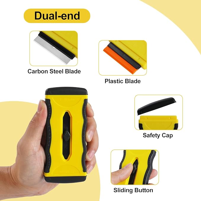 Oven Razor Blade Scraper Tool For Glass Stove Top Scraper Tool, Dual-End Ceramic Cooktop Razor Scraper With 10 Replacement Blades