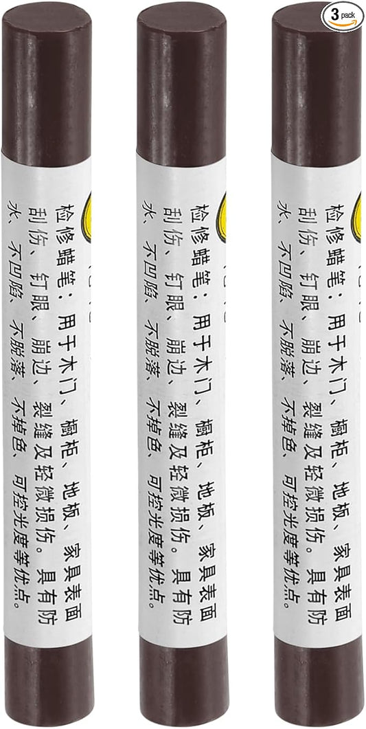 uxcell Furniture Repair Crayons, 3Pcs - Wood Wax Filler Stick, Furniture Markers Touch Up - for Scratches Holes Tables Desks Wooden Floors Cover Ups, Black Walnut