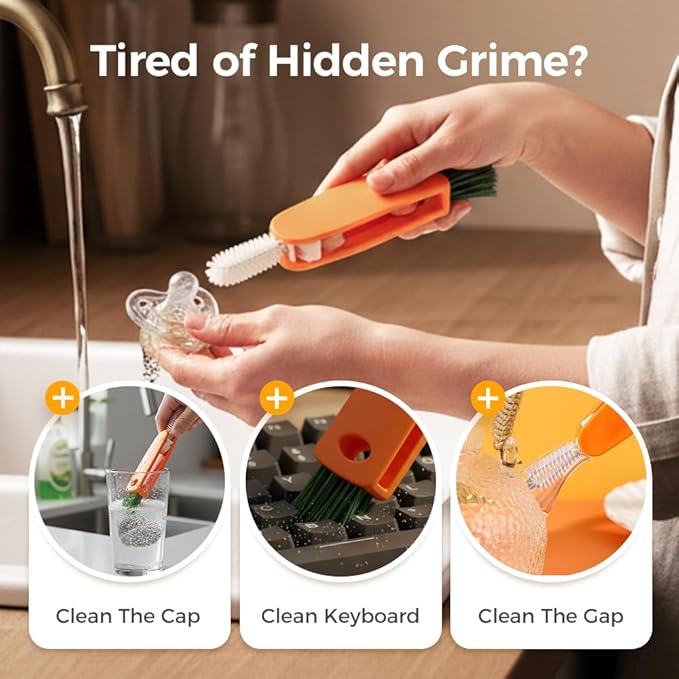 Upgrade 3 in 1 Cup Lid Cleaning Brush Set, 2025 New 12PCS Multifunctional Bottle Crevice Portable Cup Lid Cleaning Brushes, Crevice Cleaning Brush, Home Kitchen Crevice Brush Tools (2)