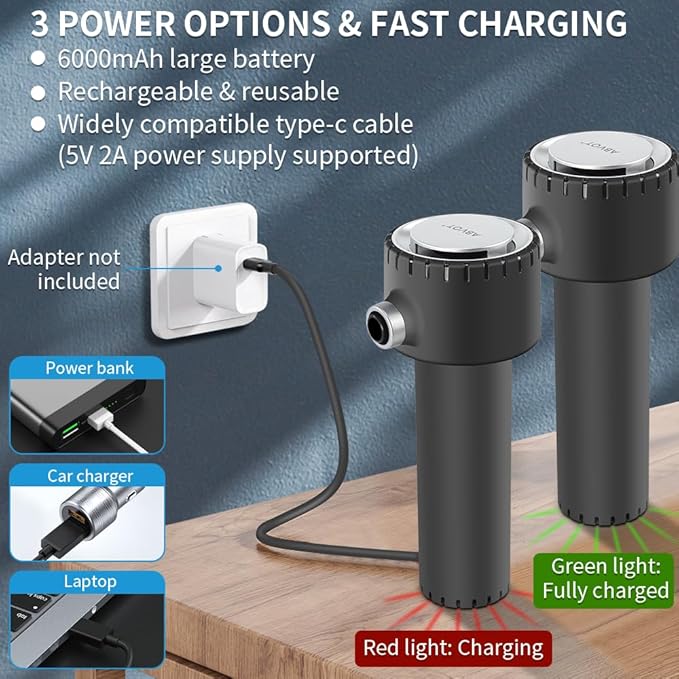 Compressed Air Duster, Electric Air Duster, Portable 45000 RPM Cordless Dust Blower, 6000mAh Battery Air Can Duster, Powerful Computer Keyboard Cleaning Air Spray, Rechargeable Electric Canned Air