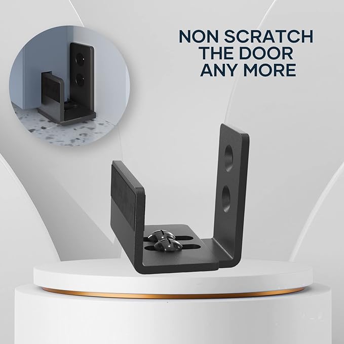 EaseLife Sliding Barn Door Bottom Floor Guide,U Shape,Flexible Adjustable Fit Distance,Flush Flat Bottom Design,Wall Mount System,for Door & Cabinet,Black