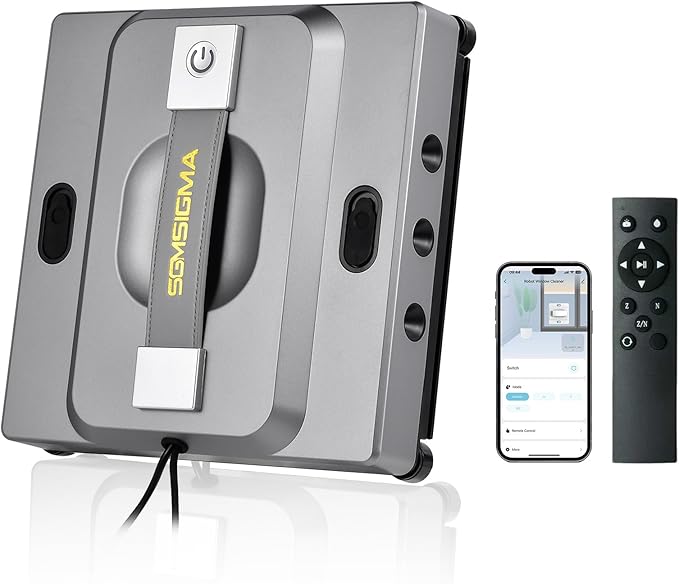 M85 Window Cleaning Robot - 6000PA Strong Suction Compact Robot, 6-Way Spray & Wet Wiping, Auto Edge Detection, 4 Cleaning Modes, Smart Path Planning, Suitable for High-Rise Glass/Tiles