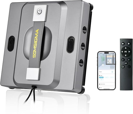 M85 Window Cleaning Robot - 6000PA Strong Suction Compact Robot, 6-Way Spray & Wet Wiping, Auto Edge Detection, 4 Cleaning Modes, Smart Path Planning, Suitable for High-Rise Glass/Tiles