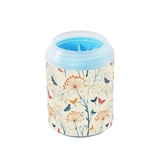 Dog Paw Cleaner Cups for Dogs Pets Foot Washer Paw Scrubber for Medium Small Cats Dogs Cleaning Cup Light Yellow Dandelion Animals